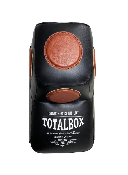 Подушка боксерская «LOFT Г-образная с мишенями», кожа, ширина 40 см, высота 60 см, толщина 46 см черн/корич – фото