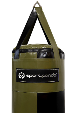 Боксерский мешок SportPanda 180 см, диаметр 40 см, вес 75 кг, черный / оливковый