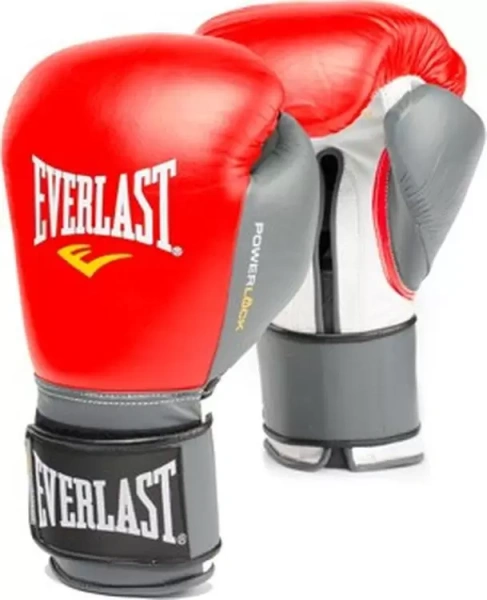 Боксерские перчатки Everlast Powerlock, для соревнований, красный / серый – фото