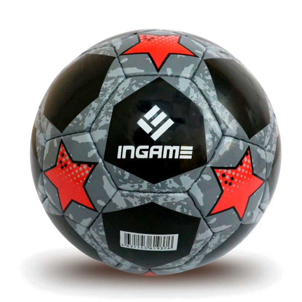 Мяч футбольный INGAME PRO BLACK IFB-117, №5, чёрно-красный – фото