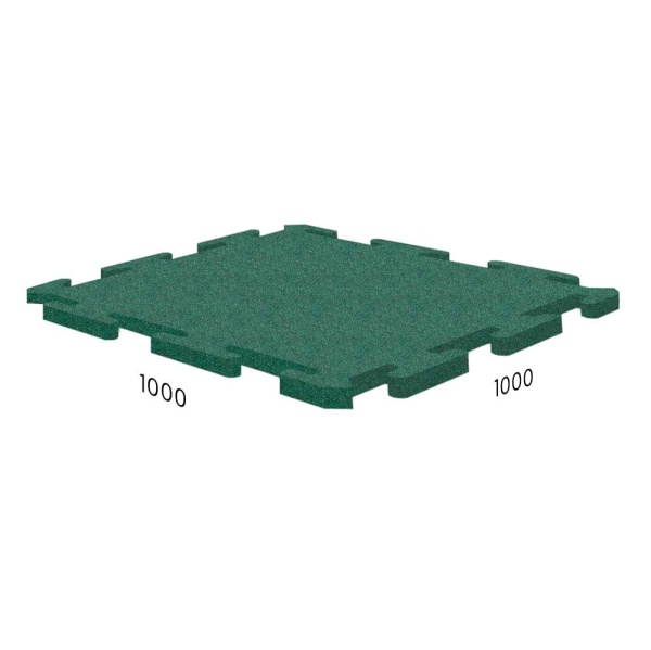  Резиновая плитка Puzzle 1000*1000 мм, для детских и спортивных площадок, 15 мм, зелёный