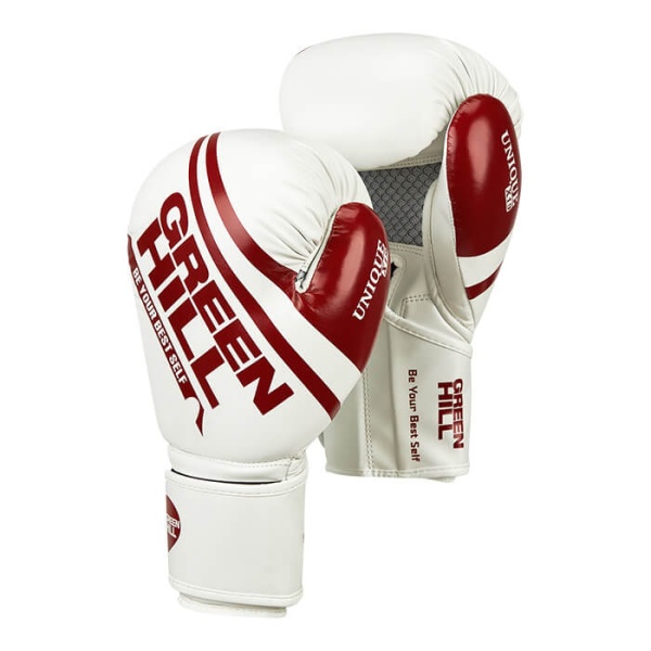 Боксерские перчатки Green Hill UNIQUE BGU-2308, тренировочные, бело-красный – фото