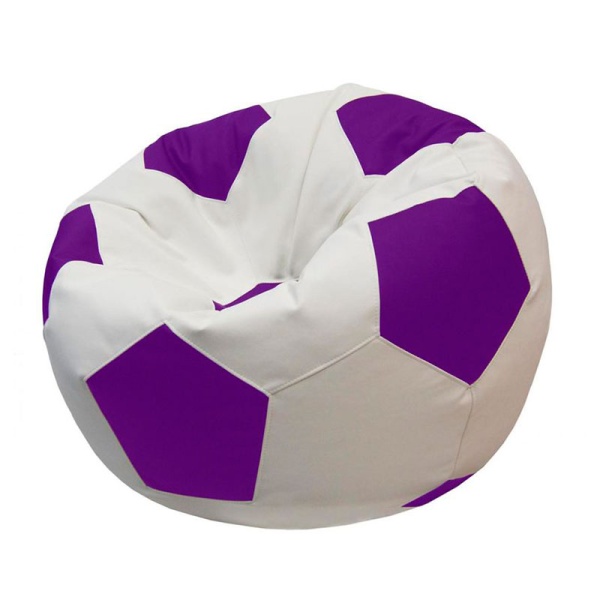 Кресло-мяч «Футбольный мяч», белый / сиреневый – фото
