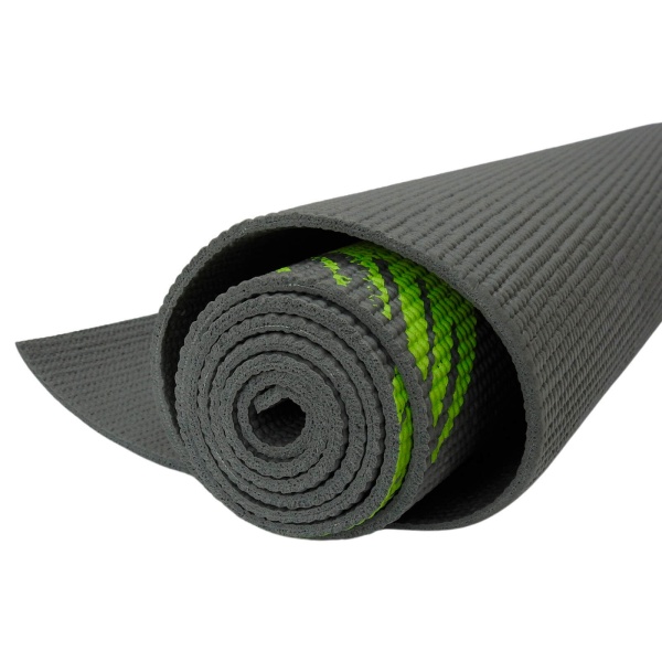 Коврик для йоги и фитнеса ESPADO ES2125-2, 5 мм, ПВХ, серый / зелёный принт – фото