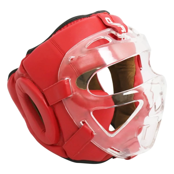 Шлем для карате BoyBo Flexy BP2006, с пластиковым забралом, красный – фото