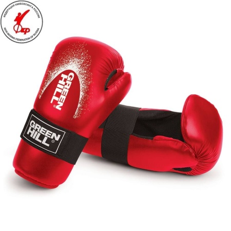 Перчатки для кикбоксинга Green Hill 7-contact WAKO Approved SCG-2048w, для тренировок и соревнований, красный – фото