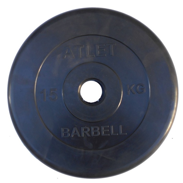 Диск обрезиненный BARBELL ATLET 15 кг / диаметр 51 мм – фото