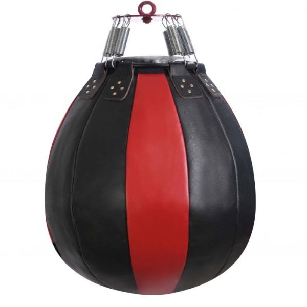 Боксерская груша «ШАР», натуральная кожа, 60 см, диаметр 50 см, 30 кг, красный – фото