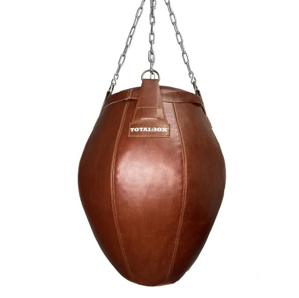 Боксерская груша «Бочка малая», кожа, 70 см, диаметр 35/50/36 см, 25 кг, коричневый – фото