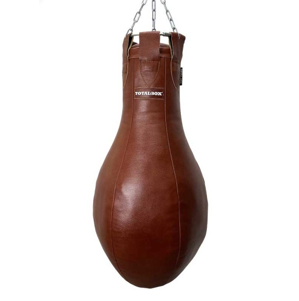 Боксерский мешок «Кегля», кожа, 100 см, диаметр 25/50/20 см, 35 кг, коричневый – фото