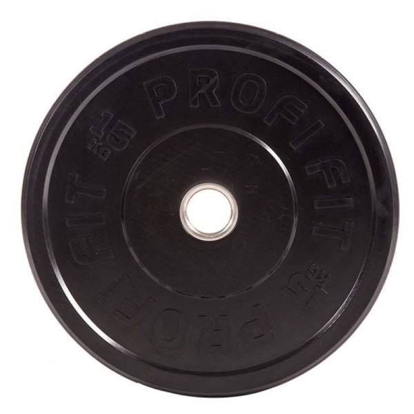 Диск для штанги каучуковый, 15 кг / диаметр 51 мм, чёрный – фото