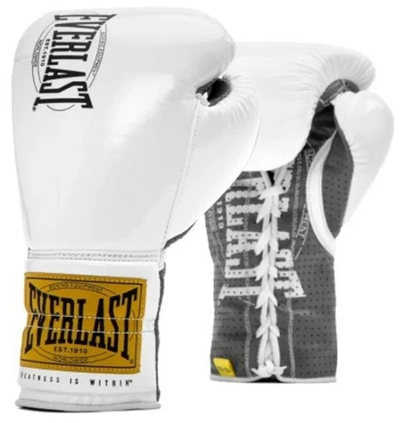 Боксерские перчатки Everlast 1910 Classic, для соревнований, белый – фото
