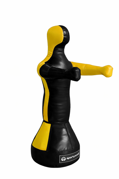 Манекен для бокса и спарринга Герман 150 см, 90 кг, чёрный/жёлтый