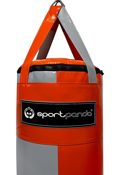 Боксерский мешок SportPanda 150 см, диаметр 36 см, вес 45 кг, серый / оранжевый