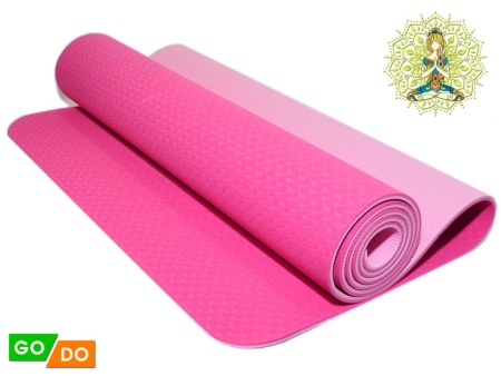 Коврик для фитнеса и йоги GO DO, 6 мм, TPE, розовый – фото