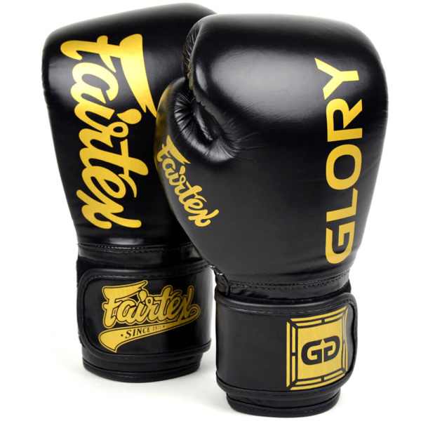 Перчатки для кикбоксинга Fairtex BGVG1 GLORY KICKBOXING, для соревнований, чёрный – фото