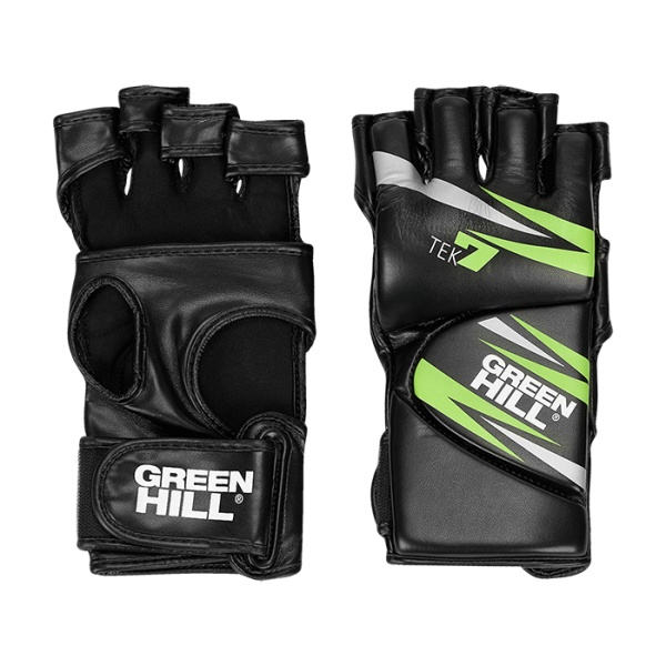 Перчатки для MMA Green Hill TEK7 MMT-0007, тренировочные, чёрно-зелёный – фото