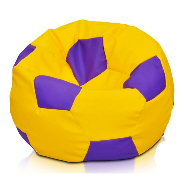 Кресло-мяч «Футбольный мяч», жёлтый / сиреневый – фото