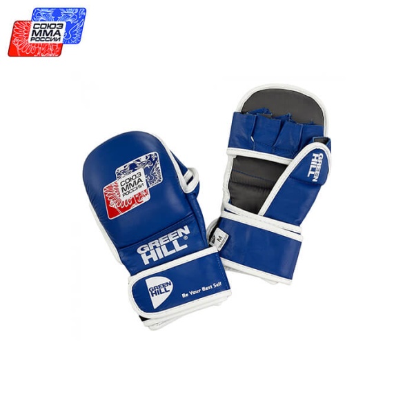 Перчатки для ММА Green Hill MMU-0117u СОЮЗ MMA РОССИИ, для соревнований, синий – фото