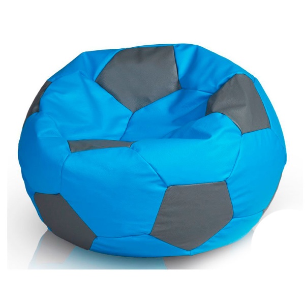 Кресло-мяч «Футбольный мяч», голубой / серый – фото