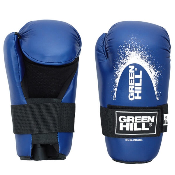 Перчатки для кикбоксинга Green Hill 7-contact, для тренировок и соревнований, синий – фото