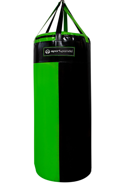 Боксерский мешок SportPanda 180 см, диаметр 45 см, вес 85 кг, черный / зеленый