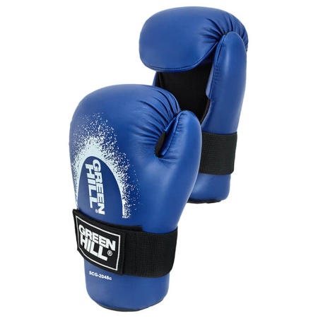 Перчатки для кикбоксинга Green Hill 7-contact SCG-2048, для тренировок и соревнований, синий – фото