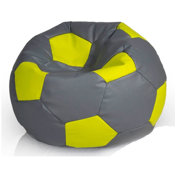 Кресло-мяч «Футбольный мяч», серый / жёлтый – фото