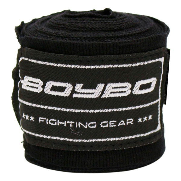 Боксерский бинт BoyBo BB2002-30, хлопок / эластан, чёрный – фото