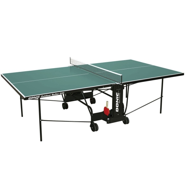 Теннисный стол DONIC OUTDOOR ROLLER 600, складной, зелёный – фото