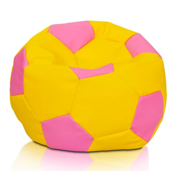 Кресло-мяч «Футбольный мяч», жёлтый / розовый – фото
