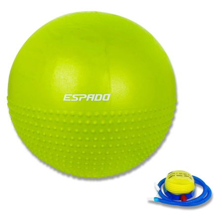 Мяч для фитнеса / фитбол ESPADO ES3224 1/10, 55 см, полумассажный, «антивзрыв», зелёный – фото