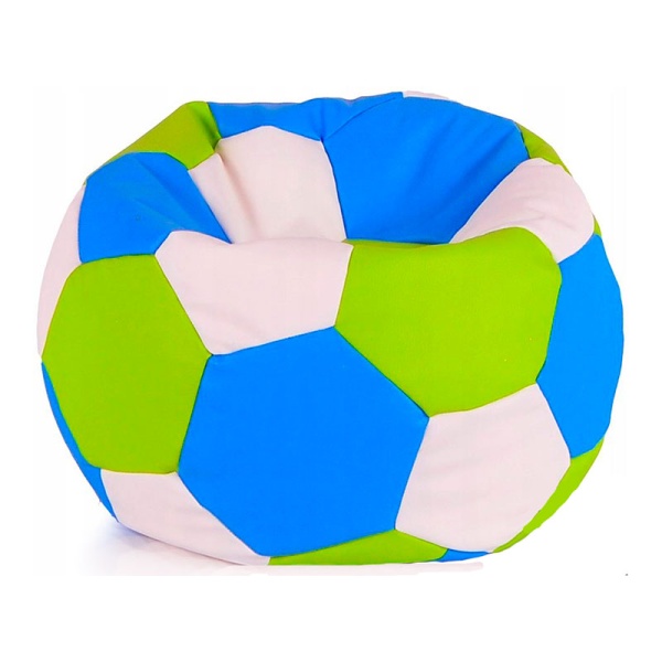 Кресло-мяч «Футбольный мяч», белый / голубой / салатовый – фото
