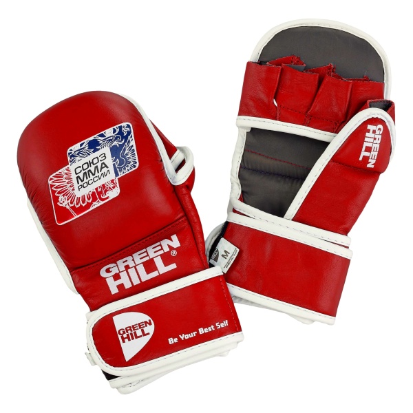 Перчатки для ММА Green Hill MMU-0117u СОЮЗ MMA РОССИИ, для соревнований, красный – фото