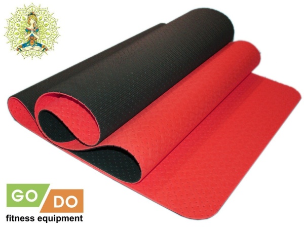 Коврик для йоги и фитнеса GO DO, перфорированный, 5 мм, ПВХ, красный – фото