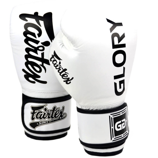 Перчатки для кикбоксинга Fairtex BGVG1 GLORY KICKBOXING, для соревнований, белый – фото