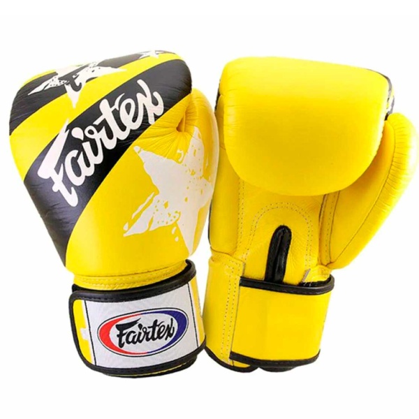 Боксерские перчатки Fairtex BGV1 Nation Print, тренировочные, жёлтый – фото