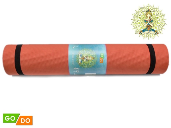 Коврик для фитнеса GO DO, 6 мм, EVA, оранжевый – фото