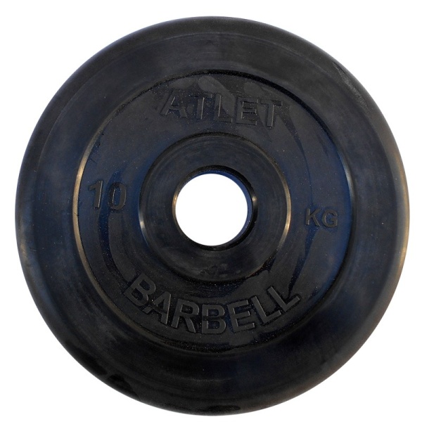 Диск обрезиненный BARBELL ATLET 10 кг / диаметр 51 мм – фото