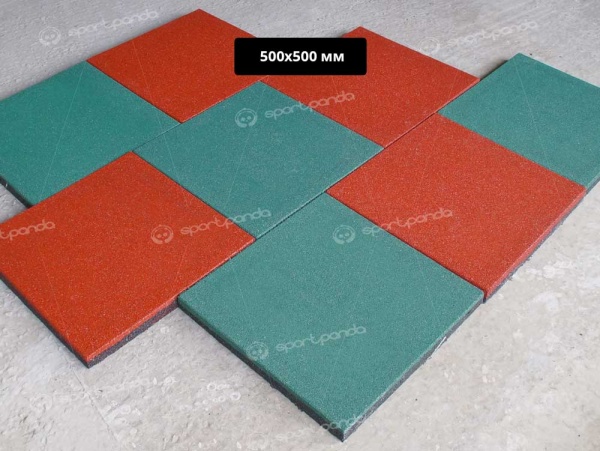  Резиновая плитка MaxTile, 500x500 мм, для детской площадки, 15 мм, терракотовый