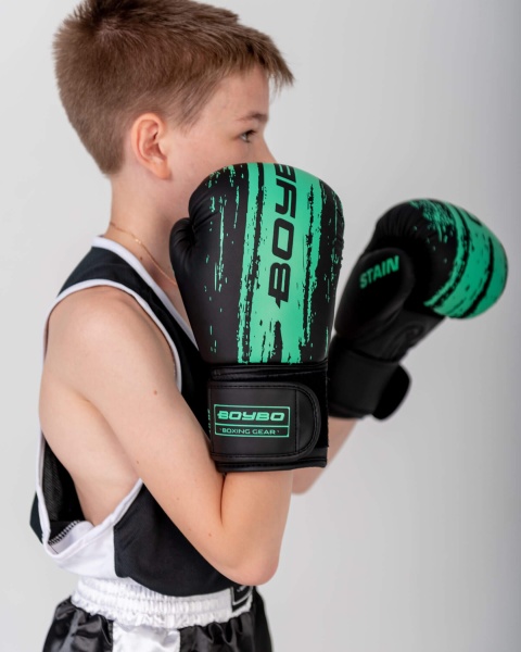 Боксерские перчатки BoyBo Stain BGS322, тренировочные, голубой – фото