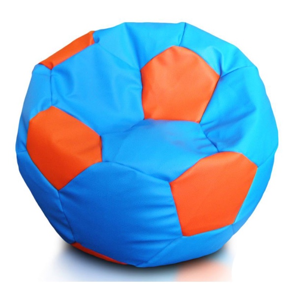 Кресло-мяч «Футбольный мяч», голубой / оранжевый – фото
