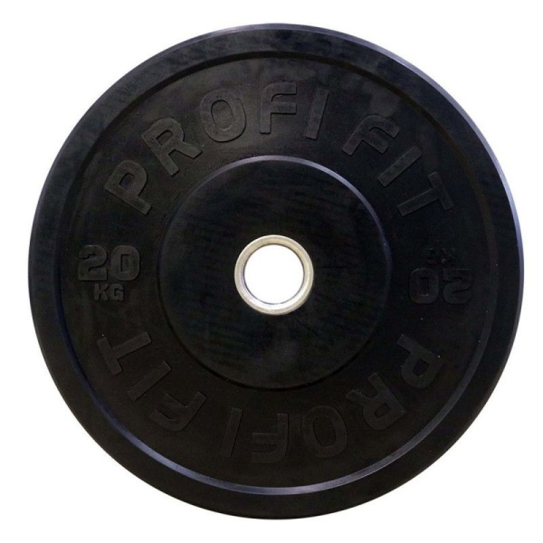Диск для штанги каучуковый, 20 кг / диаметр 51 мм, чёрный – фото