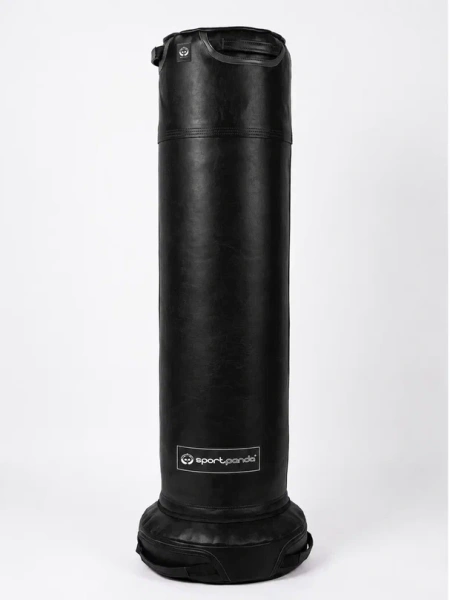 Напольный боксерский мешок BLACK, натуральная кожа, 200 см, D-45 см, 81 кг – фото