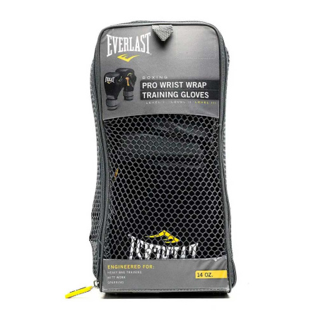 Боксерские перчатки Everlast Pro Leather Strap, тренировочные, чёрный – фото