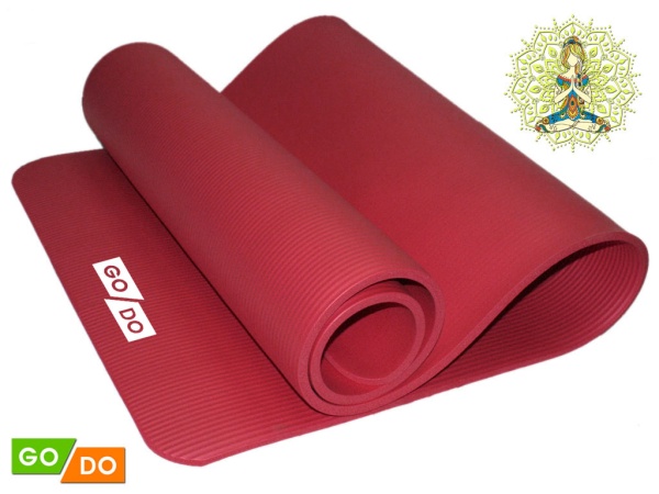 Коврик для йоги и фитнеса GO DO, 10 мм, полиуретан, красный – фото