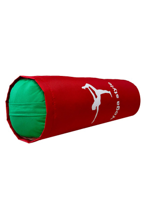 Валик (подушка / болстер) для йоги и пилатеса, 70 х 20 см, красный с зеленым – фото