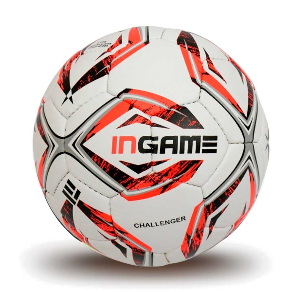 Мяч футбольный INGAME CHALLENGER IFB-101, №5, бело-розовый – фото