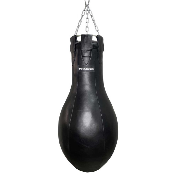 Боксерский мешок «Кегля», кожа, 100 см, диаметр 25/50/20 см, 35 кг, чёрный – фото