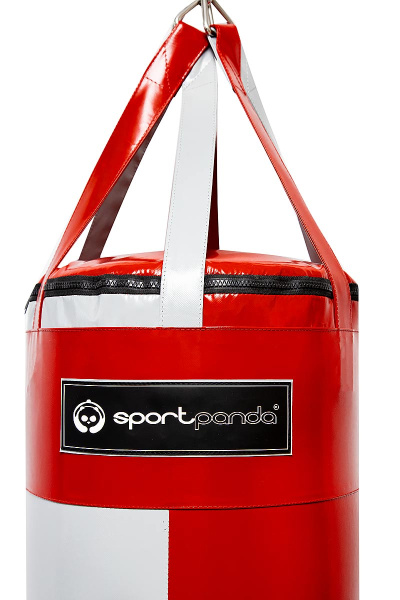 Боксерский мешок SportPanda 150 см, диаметр 45 см, вес 80 кг, красный / серый